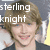A pixelated image of a person with light brown hair and blue eyes, wearing a dark top, with partial text overlay on the left side.