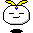 Four pixel-art frames of a white round character with yellow antennae and blue gem, showing subtle expression changes across the animation sequence.