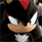 Pixelated close-up of a character's face with black hair, red eyes, and white fangs against dark background.