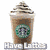 A Starbucks Frappuccino with whipped cream and chocolate drizzle, a smiling woman laughing, a couple in jeans holding hands, a pink heart-themed text box, and an orange-pink gradient background.