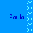 Blue background with four instances of the name 'Paula' in dark blue text, separated by vertical light blue star patterns.