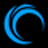 A static pixelated image of a blue crescent shape on black background with multiple overlapping curved lines forming the crescent.