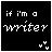 Four black square with white pixelated text and small heart symbols, arranged in a