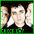 A 3x3 contact sheet of animated frames showing a pixelated image of three people in black shirts with green text "GREEN DAY" at the bottom, each frame displaying slight variations in facial features and positioning.