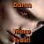 Pixelated image of a character's face with orange text reading 'Damn Those Eyes!!' overlaid on the upper and lower portions.