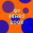 Orange background with blue and purple circles; white text 'go BEARS 2008' repeated in four positions.