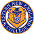 Circular pixelated icon with blue and orange border, central shield-like shape in yellow and brown tones, white crescent shapes on left and right sides.