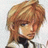 Pixelated anime-style character with light brown hair and blue eyes, wearing a white and black outfit against a light background.