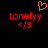 Pixelated red text 'Lonelyy' with '<3' below, an orange heart symbol above on black background.
