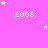 A static image with a bright pink background featuring repeated white text '2008' and scattered star shapes in varying sizes.
