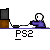 Animated sequence showing a stick figure with white head and purple body interacting with a brown and black object, transitioning from sitting to throwing and breaking it.