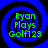 Four identical blue spiral backgrounds with green text reading 'Ryan Plays Golf 129' arranged in a