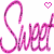 A static contact sheet of a pink 'Sweet Sweet' text icon with pixelated hearts, displayed in a 2x2 grid layout on a gray background.
