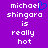 Purple background with white pixelated text reading "michael shingara is really hot" and a blue heart symbol replacing the letter 'l' in michael.