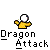 Animated sequence showing a yellow figure with white head performing actions above 'Dragon Attack' text, with orange dragon wings and tail appearing and disappearing.