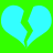 Two light blue broken heart shapes on a bright green background, with the left halves of both hearts positioned to the right and the right halves positioned to the left.