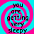 Four identical display a cyan and magenta spiral background with black text reading "you are getting very sleepy" in pixelated font