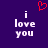 Purple background with white text 'i love you' in two and a red pixelated heart above the left
