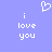 Pixelated white text and heart symbol on solid light purple background, with text arranged in two vertical