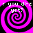 Four identical spiral patterns with pink and black stripes, each containing pixelated text reading "r you di-z r you di-z yet?" in white.