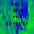 Pixelated text 'rock and roll forever!' on a green-blue gradient background with visible pixelation.