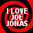 Four identical circular icons arranged in a , each with red and black spiral background and white text reading "I LOVE JOE JONAS"