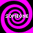 Four identical spiral patterns in bright pink and black with the word 'SOMEONE' in white pixelated text overlaid on each spiral.