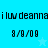 A blue background displays 'i luv deanna' text with '3/9/09' below, featuring a small star that changes from light blue to dark blue between