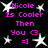 Black background with pink text "Nicole Is Cooler Then You <3 =]" and white star shapes in four quadrants, each with distinct star positions and sizes.