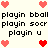 Pixelated icon with repeated text and heart symbols in red and pink on a light background.