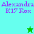 Pixelated text 'Alexandra K17 Rox' appears on cyan and green backgrounds with a small star icon changing color between frames.