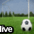Animated soccer ball on a field with text fragments 'live', 'on', 'and', 'off', 'the', 'feild' displayed in black boxes.