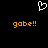 Pixelated white heart symbol above two orange 'gobe!!' text instances on black background.