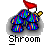 Pixelated static buddy icon featuring a colorful mushroom character with red hat and yellow staff, labeled "Shroom" in pixel font below.