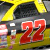 Animated contact sheet showing a yellow and black race car with red number 22 in various motion states including close-up, side view, and fragmented pieces against white background.