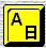 Animated contact sheet of 25 AIM buddy icon frames showing color and symbol transitions between yellow, pink, green, and white backgrounds with 'A' and Japanese character '日' elements.