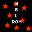 Red star shapes scattered across a black background with vertical text reading W B L ROX in white pixelated font