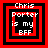 Four red and black pixelated frames display "Chris Porter is my BFF" text with varying nested square borders.
