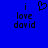 Blue background with pixelated text 'i love david' and a heart symbol above 'i' on the left side.