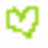 Green pixelated outline of a heart shape with internal white space, rendered on a plain background.