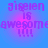 Pixelated text 'gigien is awesome!!!!' on a blue background with pink gradient glow, repeated in four quadrants.