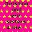 Pixelated text repeats 'Christina and erin sisters 4 life' over a bright pink background with yellow stars, featuring a gray rectangular overlay on the right side.