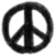 Three identical black peace symbols on white background with one gray square in bottom right corner.