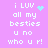 Pixelated text on a pink background with animated blue heart and star symbols replacing static icons.