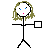 A static pixel art buddy icon featuring a stick figure with green hair holding a square, next to school grades and red text reading "Anti Report Card!!!" on a white background.