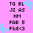 Pixelated icon with cyan square animations on a pink background, displaying repeated text strings including 'TG BL', 'JI AS', 'HM', 'FAB 5', and 'F&E<3'.