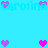 Pixelated heart shapes in purple and pink float over a light blue background with repeated semi-transparent text.