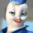 A 2x2 contact sheet of a pixelated animated icon featuring a cartoon character with white fur, blue clothing, and red nose across three frames showing slight facial expression changes.