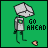 Pixelated character with cloud-shaped head, gray body, and green chest emblem stands against green background holding small orange object; text alternates between 'GO AHEAD' and 'BREAK MY HEART'.