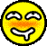 Two yellow circular emoji faces with black outlines, orange blush, and white mouths showing teeth-like shapes against a gray background.